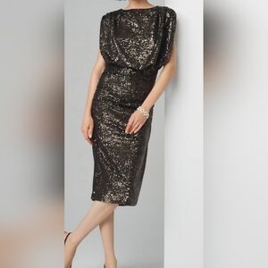 WHBM Gunmetal Sequin Midi Dress